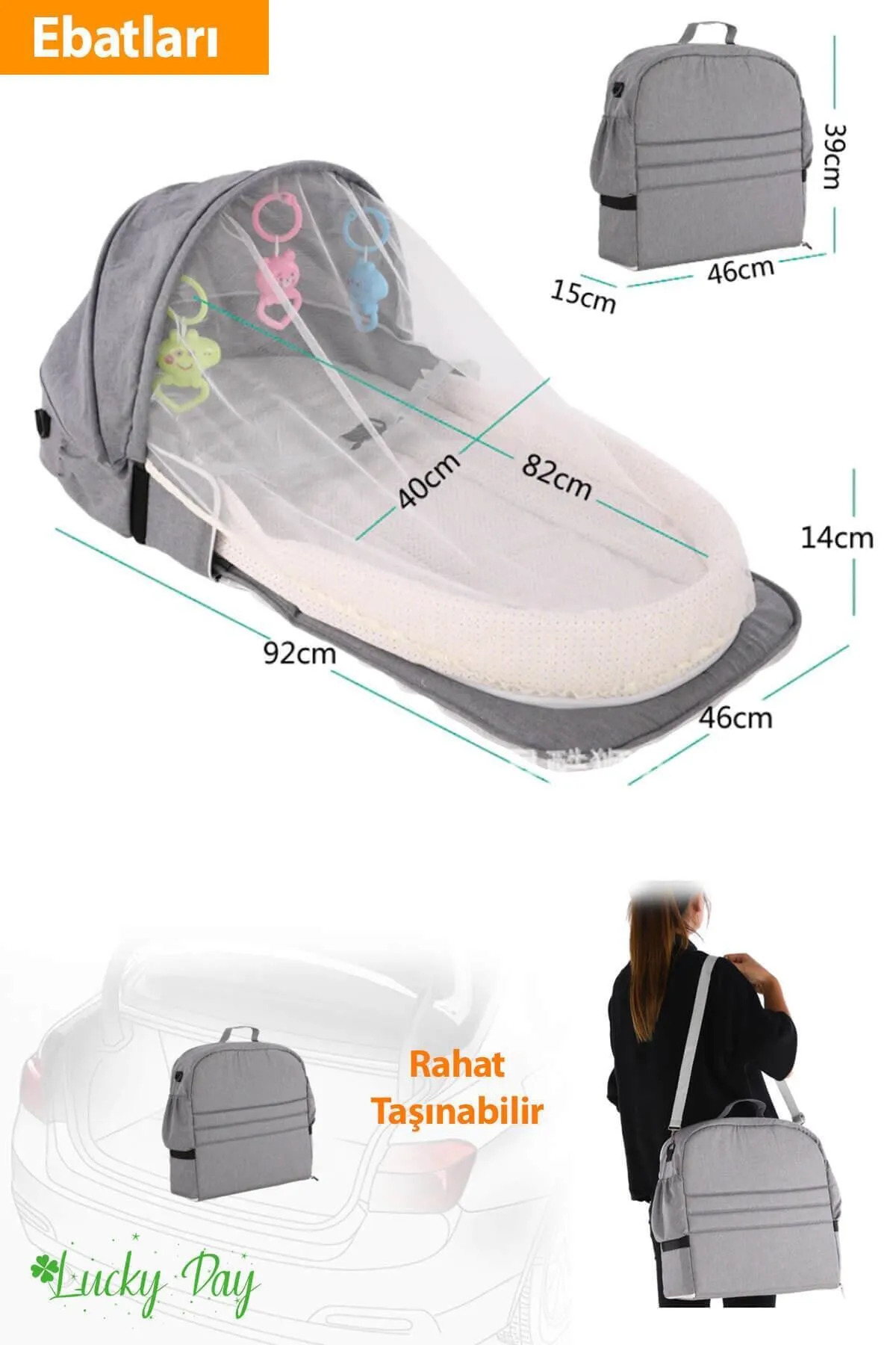 Lucky Day Katlanabilir Anne Yanı Yatağı Taşınabilir Anne Yanı Minderi Çok Fonksiyonlu 50x100cm fotoğrafı 3 (önizleme)
