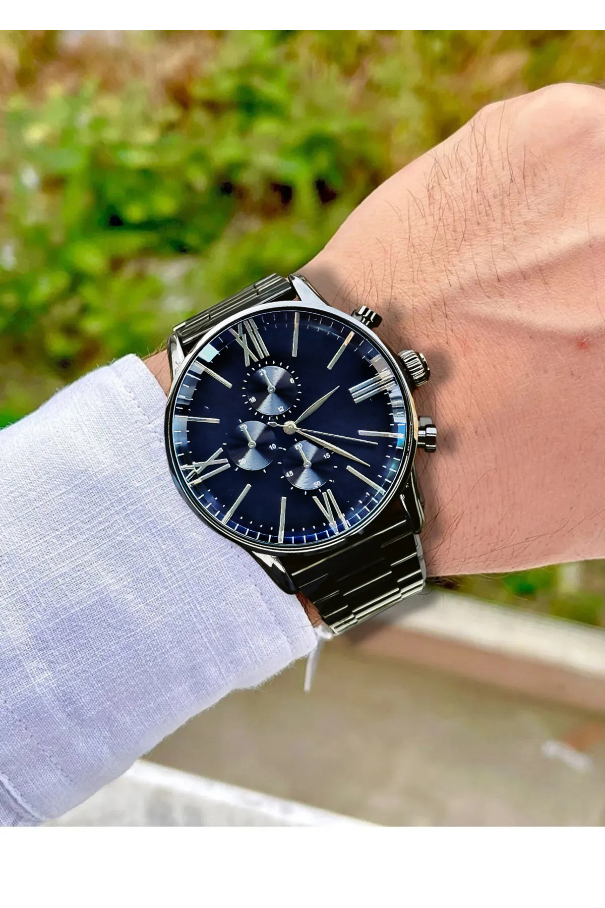 ساعت مچی مردانه بند فولادی سری پریمیوم با صفحه مشکی