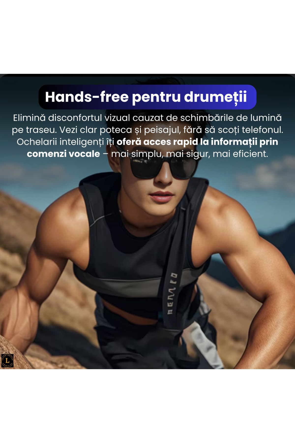 CR LUMI AND GABI-Ochelari inteligenți cu Bluetooth 5.3, lentile polarizate, sistem audio integrat, negri 4
