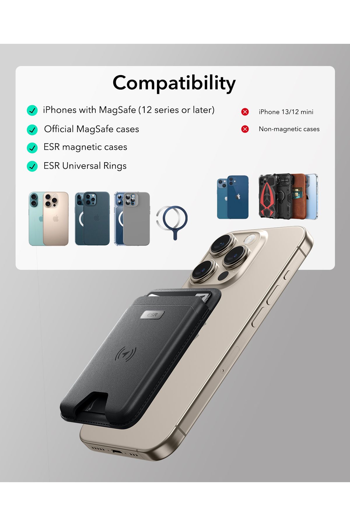 ESR-محفظة Classic Geo Magsafe Wallet Boost Find My المرخصة 8