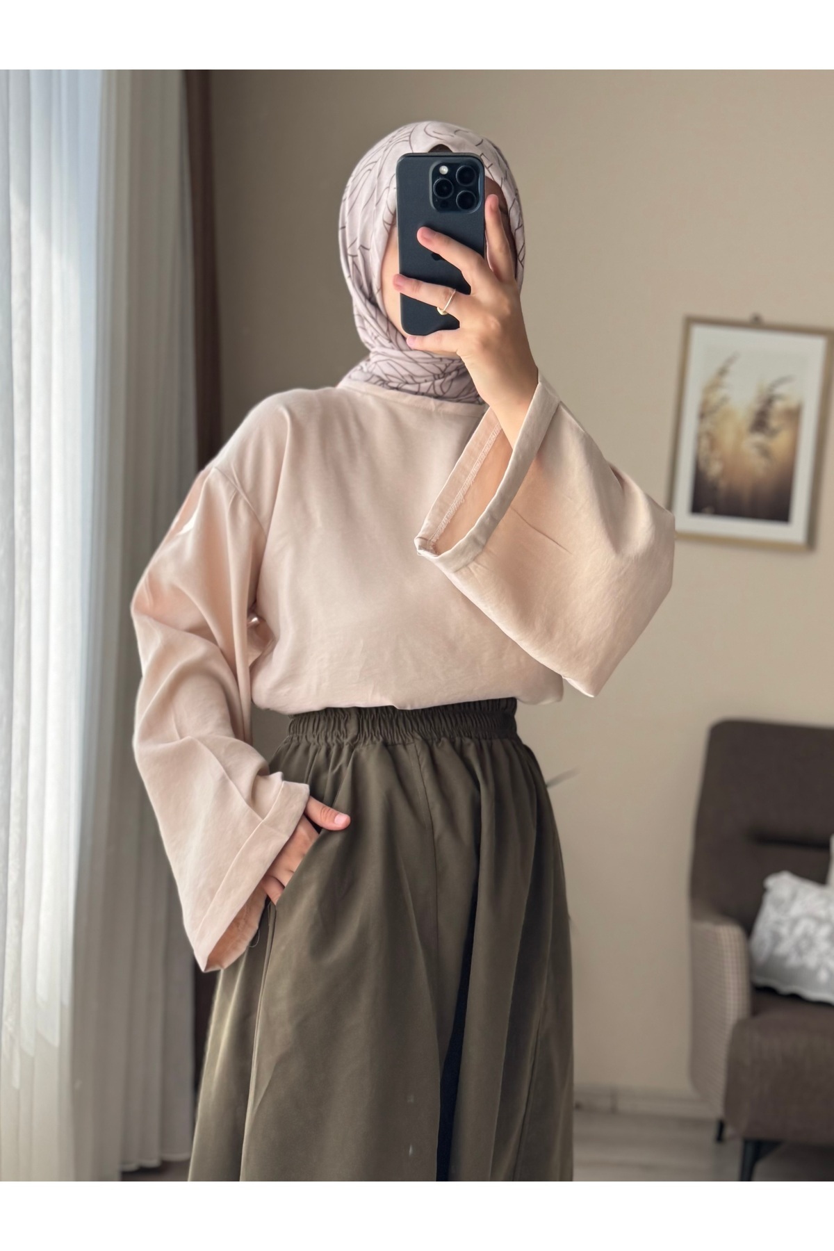 Mina Terzi&Butik  Trend Salaş Kol Body Müslin - Görsel 4