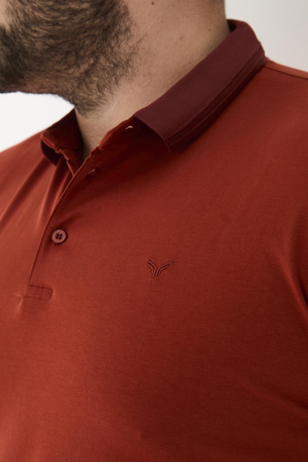 Maccali-Men's Elite Comfort Short Sleeve Basic Summer Polo Neck T-Shirt Red 7