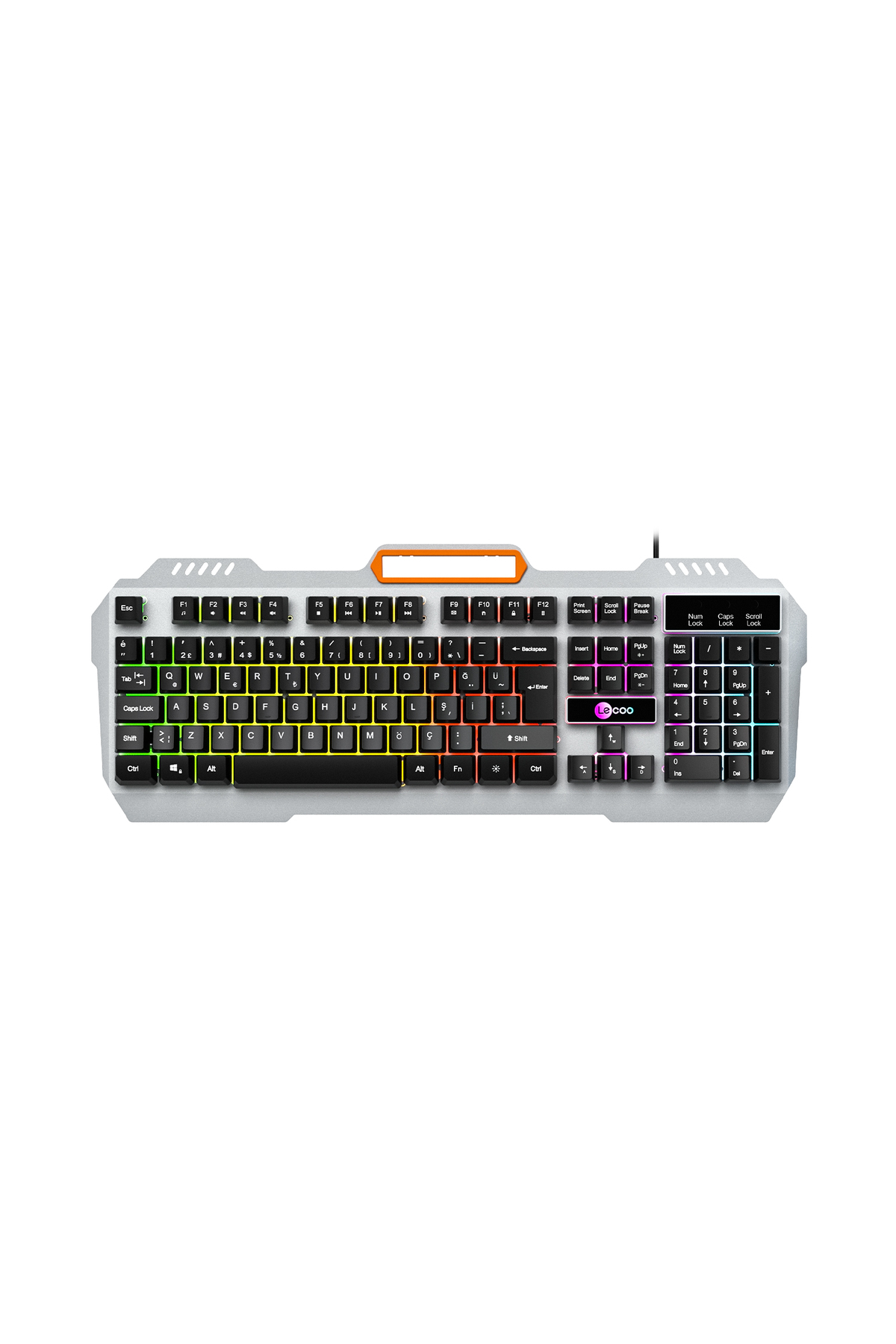 Kb123 Usb Wired Rainbow Illuminated Gaming Keyboard Turkish Black with Phone Holder with Q Num Pad
