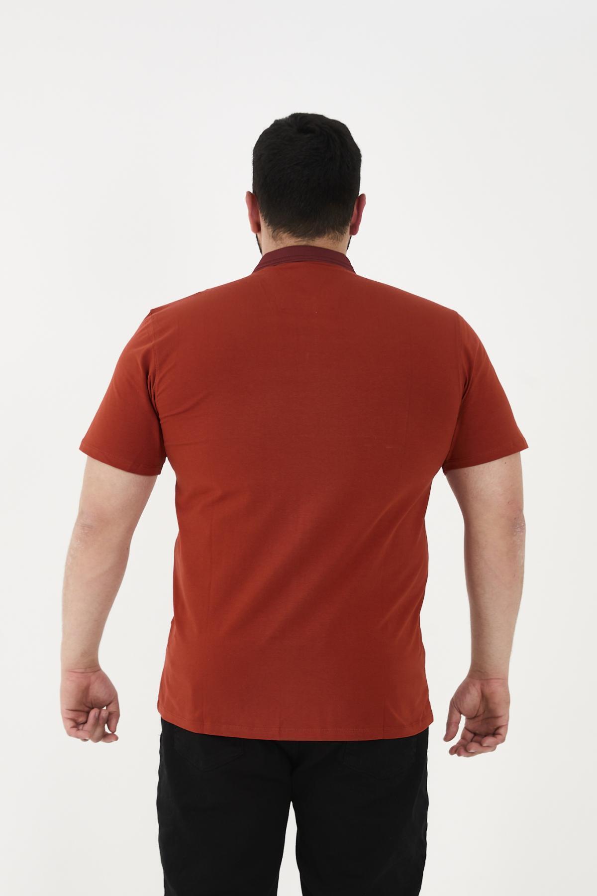 Maccali-Men's Elite Comfort Short Sleeve Basic Summer Polo Neck T-Shirt Red 4