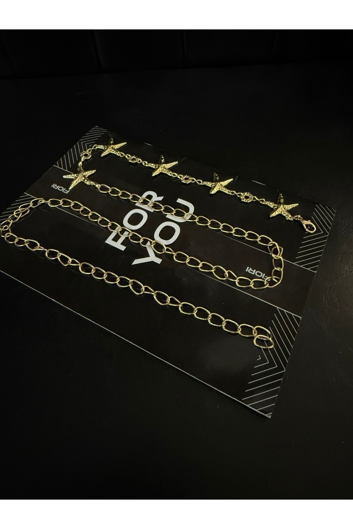 Fiori Yıldız Gold Zincir Detaylı Kadın Bel Kemeri,Elbise Kemeri,Etek Kemeri,Pantolon Kemeri görsel 6