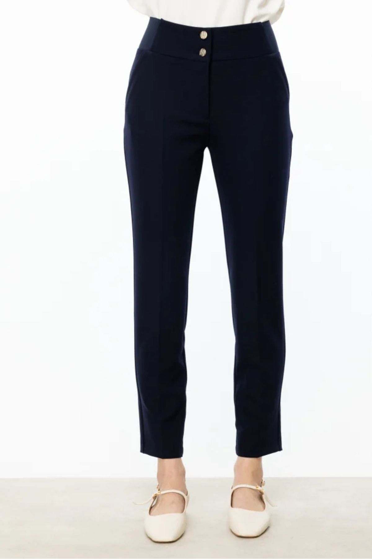 Ekol-Double Button Trousers with Elastic Waist 7