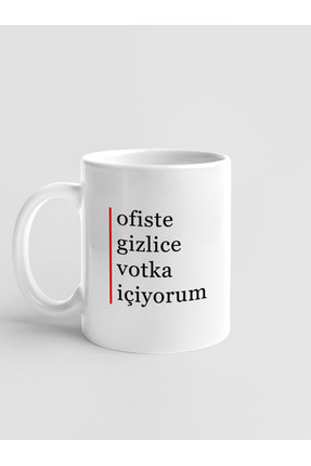 Zaytung Store Esprili Komik Porselen Kupa - Ofiste Gizlice Votka Içiyorum