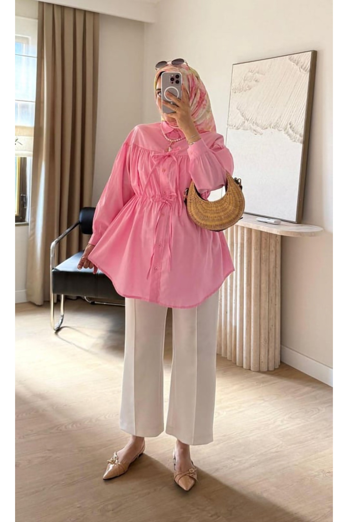 unika boutique Kadın Büzgü Detaylı Tesettür Gömlek görsel 2