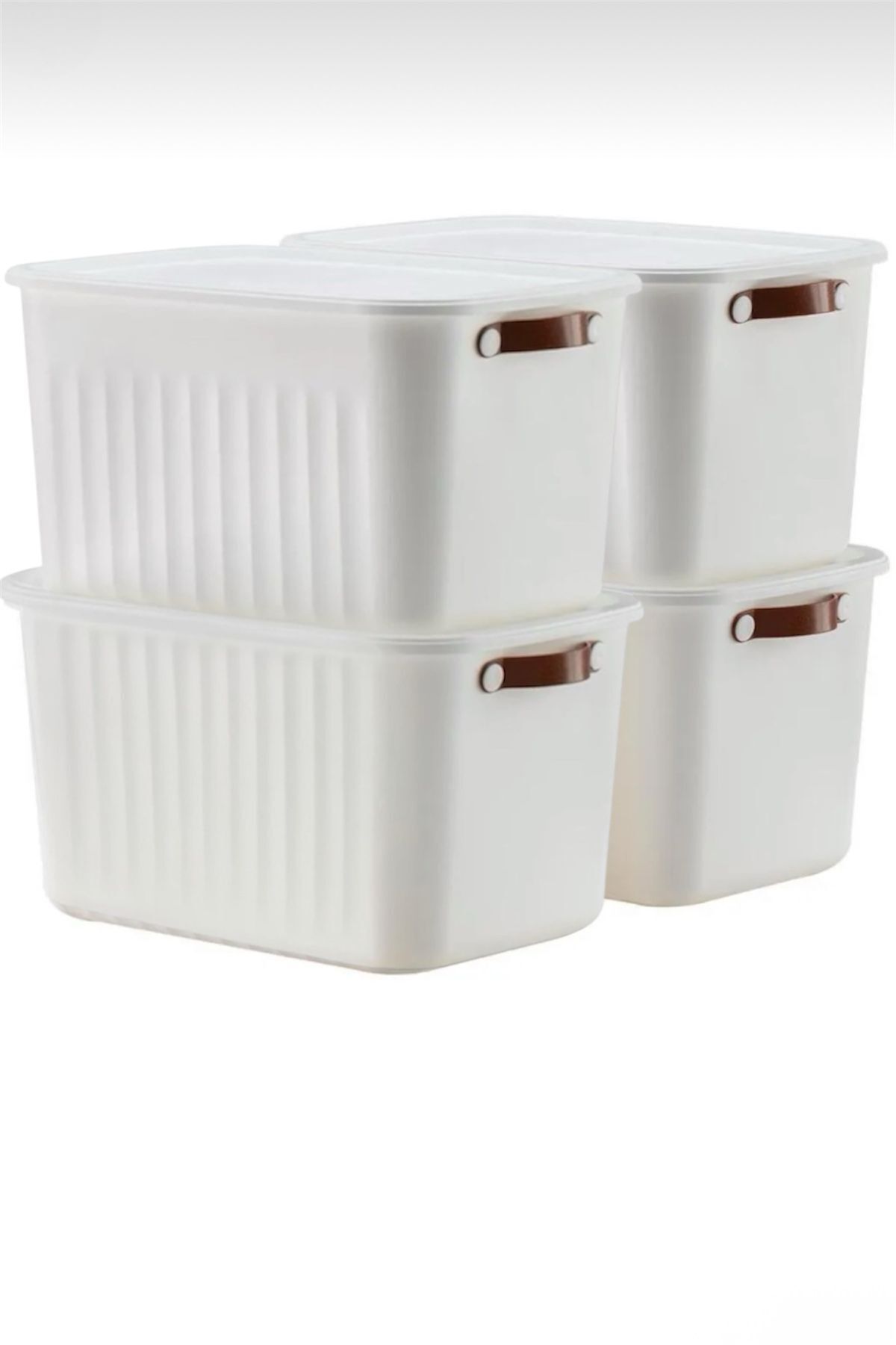 Bayev-Set of 4 White 20 Lt Boxsis Mega Size Multi-Purpose Box with Lid Closet Organizer Organizer-Hobby Box 3