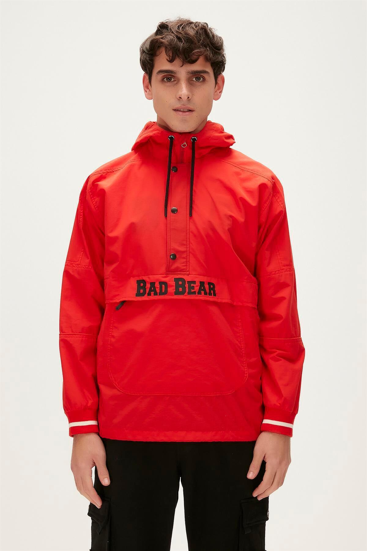  بادشکن مردانه جیبی کانگورو قرمز قرمز زرشکی Hurricane Windbreaker