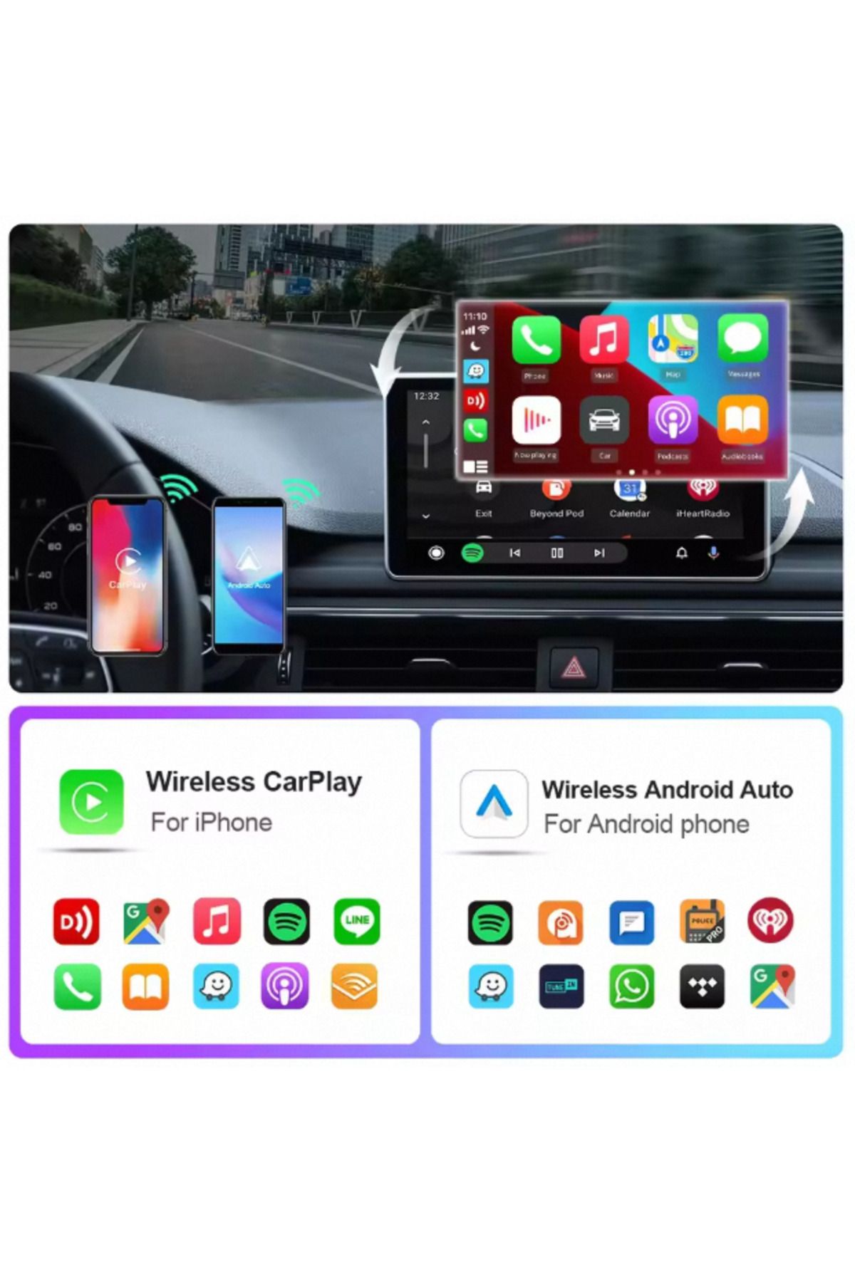Choice-محول Carplay وAuto السلكي إلى Carplay اللاسلكي وAndroid Auto Ai Box 2 في 1 Mini Plug And Play 3
