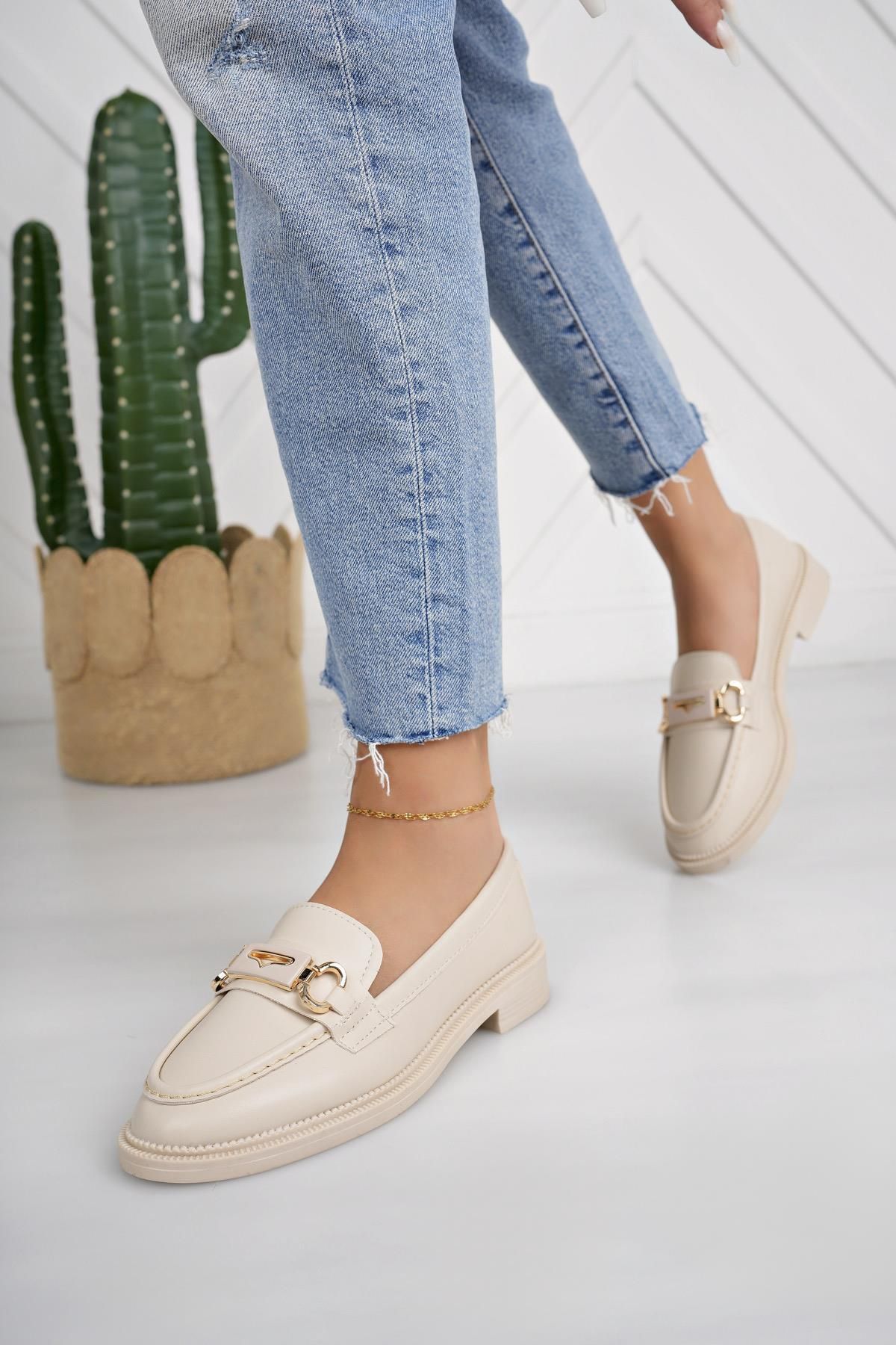 Nesil Shoes-Süha 251 Beige Anatomical Women's Lofer 3