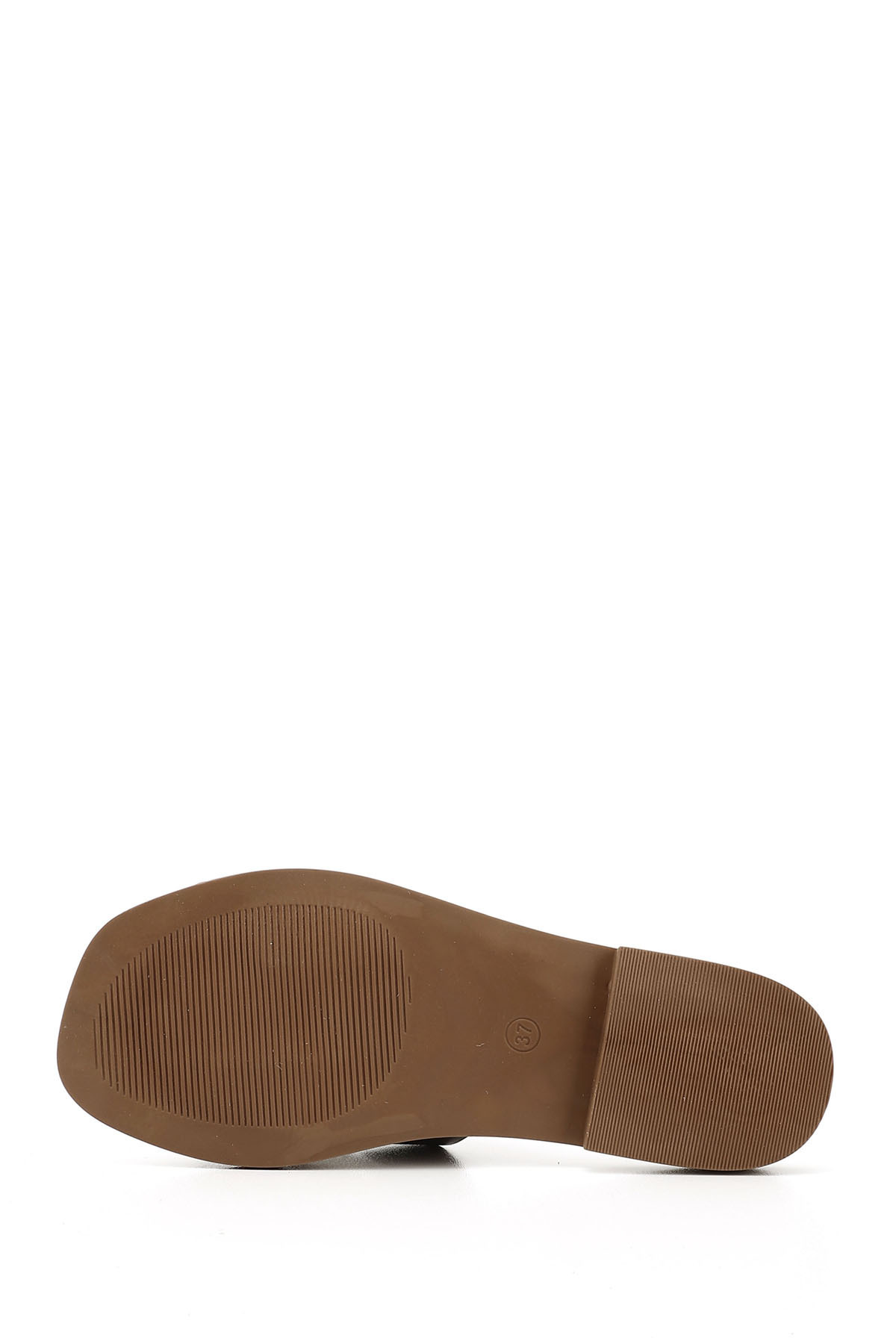 GÖNDERİ(R)-Women / Girls Brown Buckle Genuine Leather Slippers 5