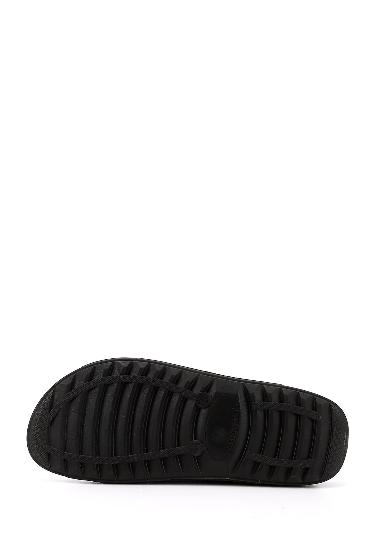 GÖNDERİ(R)-Men's Black Cross Banded Slippers 5