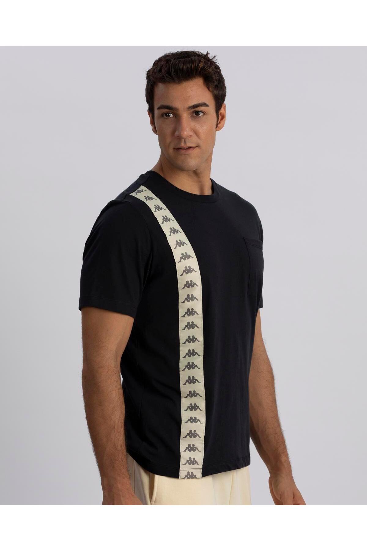 تي شيرت رجالي أسود بقصة عادية 222 Banda Ecop