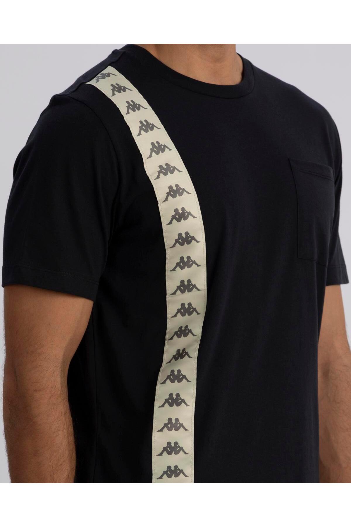 تي شيرت رجالي أسود بقصة عادية 222 Banda Ecop