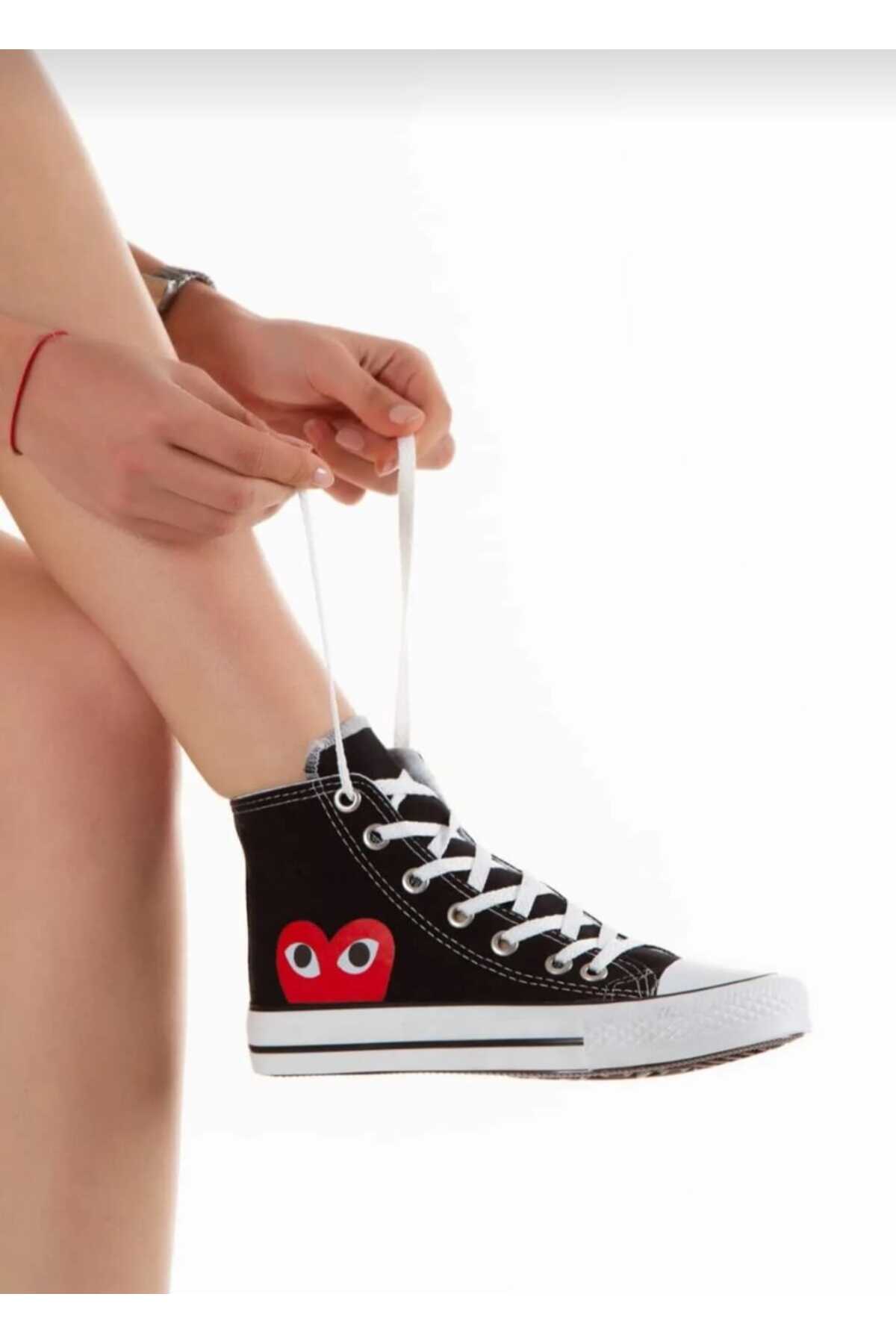 OUTLET Heart Printed Ankle Cnv Linen Shoes