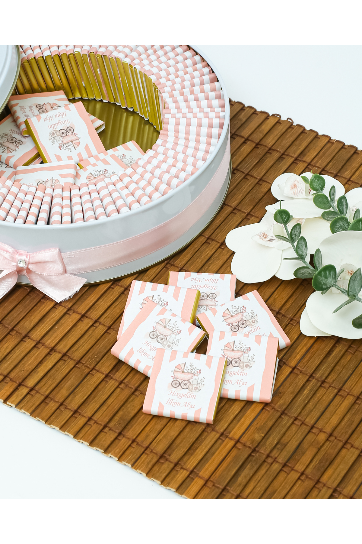 Genel Markalar 100 Adet Puset Temalı Isme Özel Hoşgeldin Kız Bebek Hediyelik Çikolata. fotoğrafı 4 (önizleme)