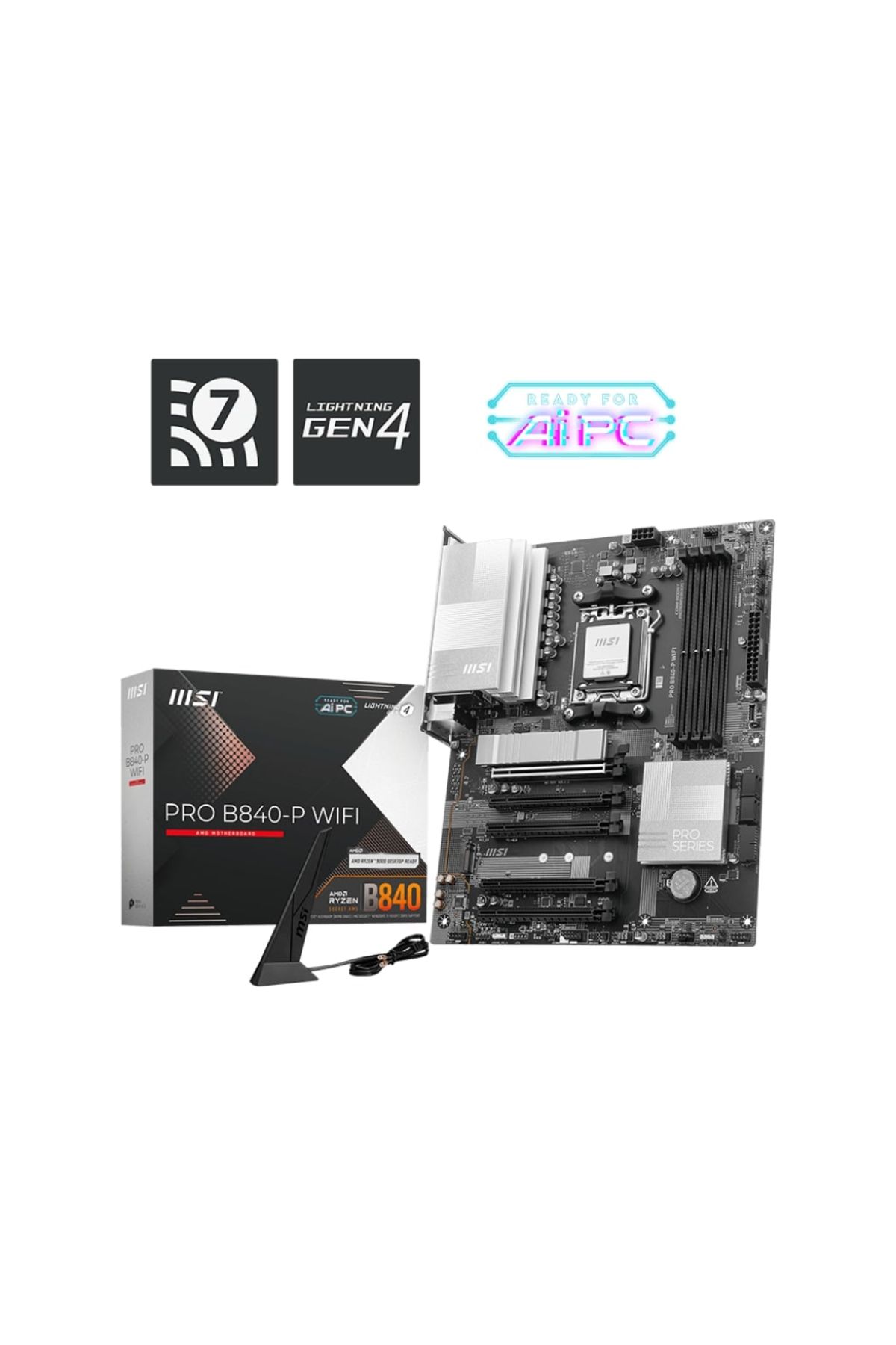 MSI-اللوحة الأم Pro B840-p WiFi Am5 DDR5 8000mhz(OC) Atx Gaming (لاعب) 1