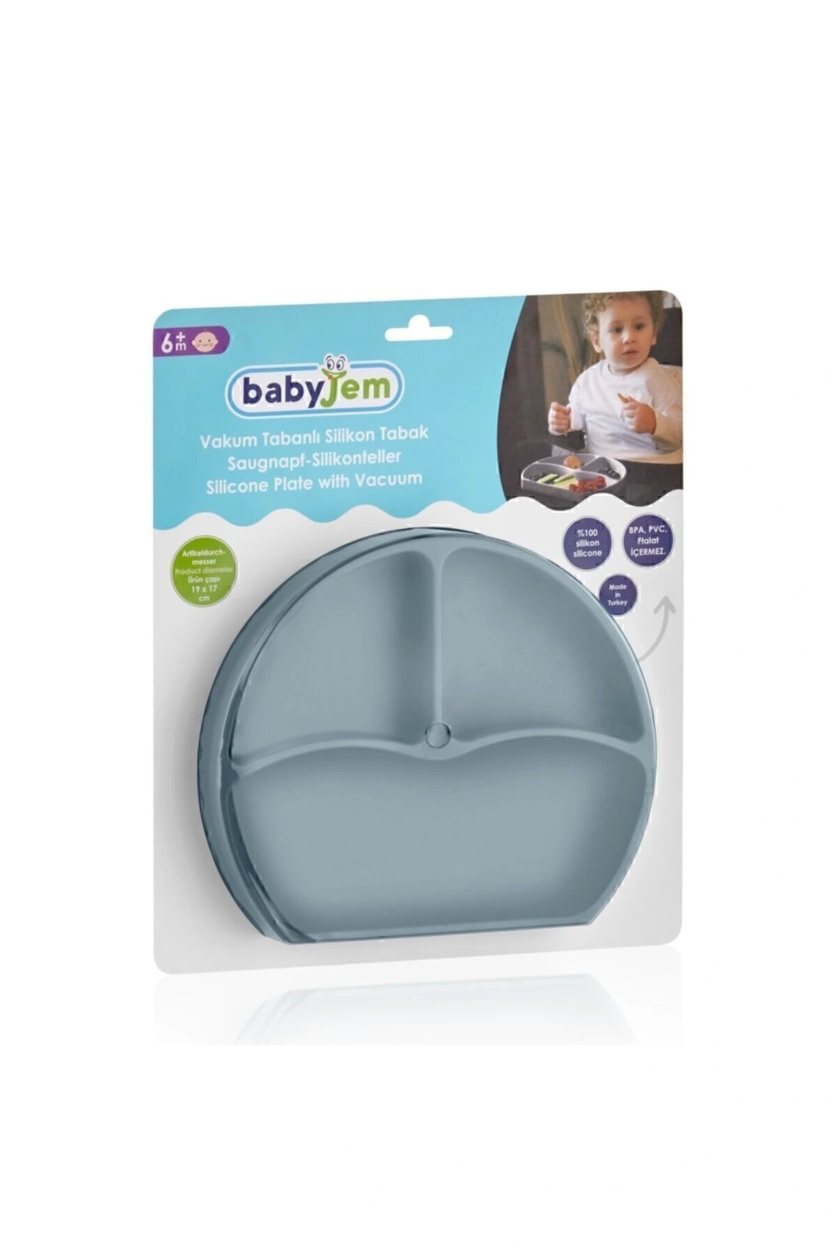 Babyjem Vakum Tabanlı Silikon Tabak Yeşil - Bpa Free fotoğrafı 4 (önizleme)
