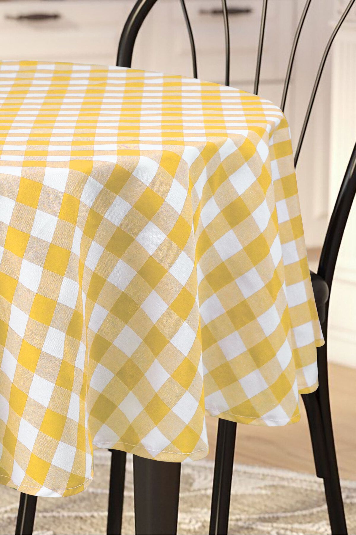 Soft Kare-Gingham Round Large Square Tablecloth 3