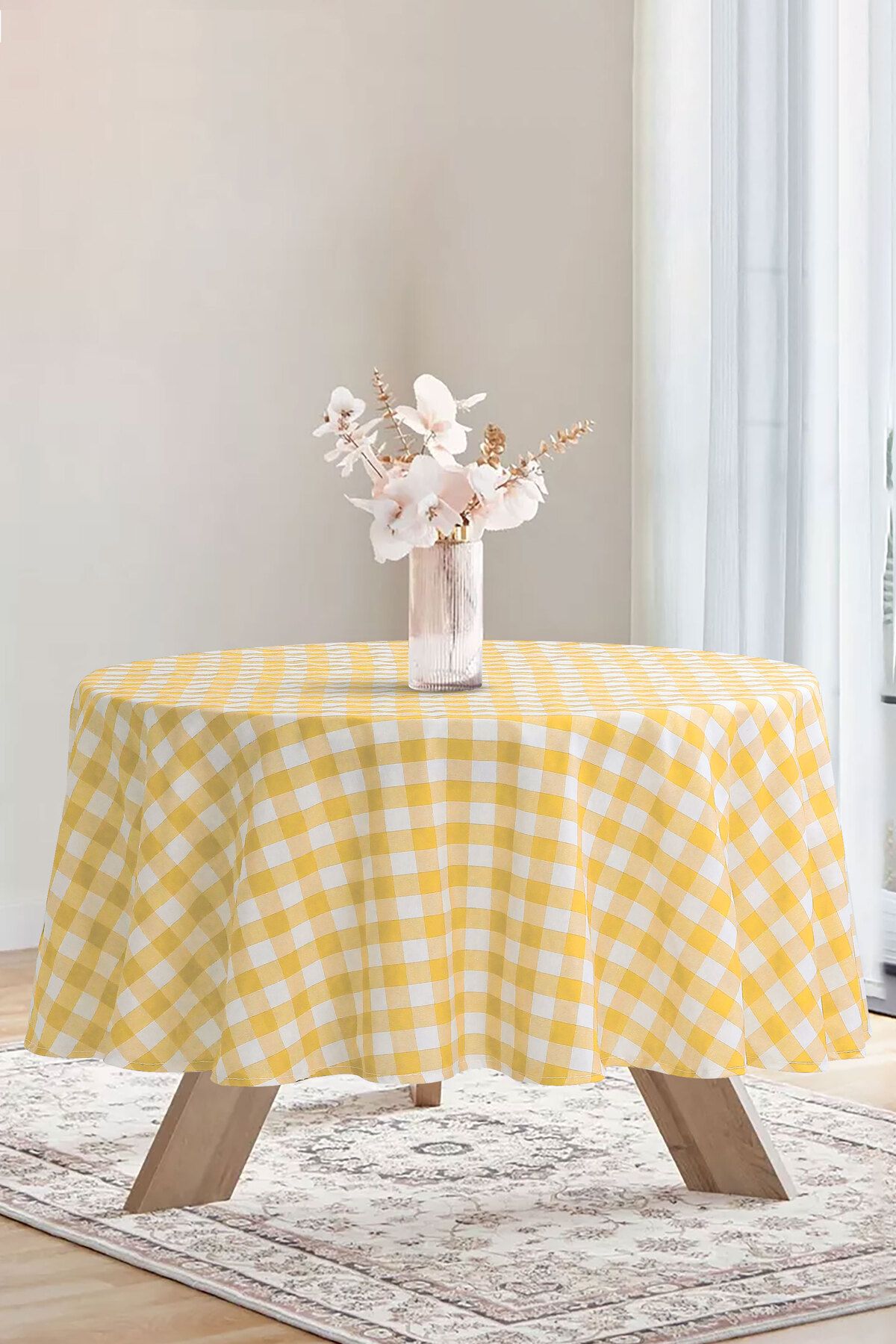 Soft Kare-Gingham Round Large Square Tablecloth 4