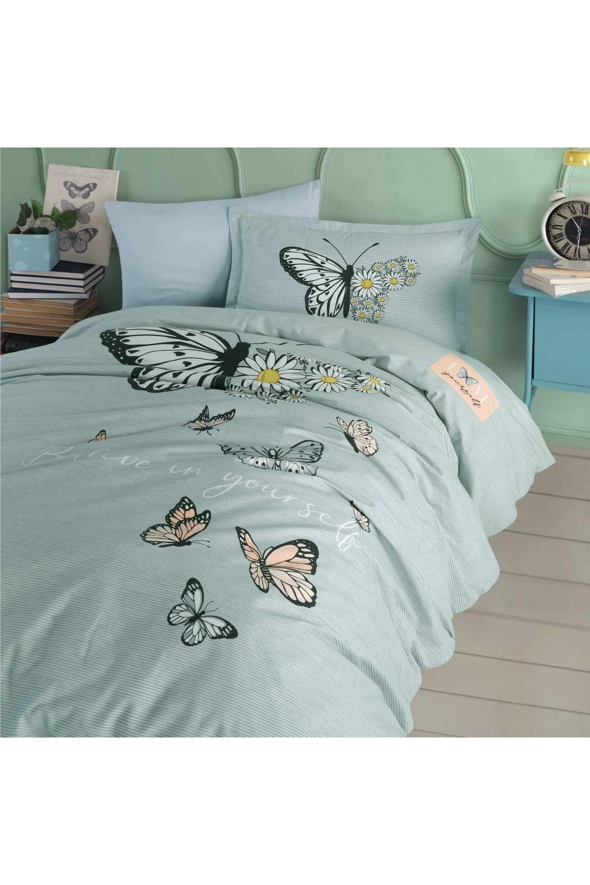 Clasy Genç Ranforce Tek Kişilik Nevresim Takımı Daisy Love V1 Mint