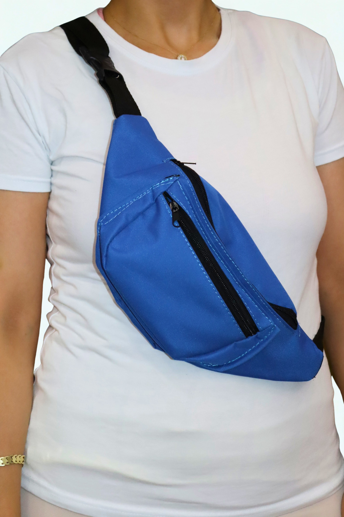 Alya trend Unisex Mavi Su Geçirmez Spor Çapraz Askılı iki Bölmeli Bel Ve Omuz Çantası görsel 2