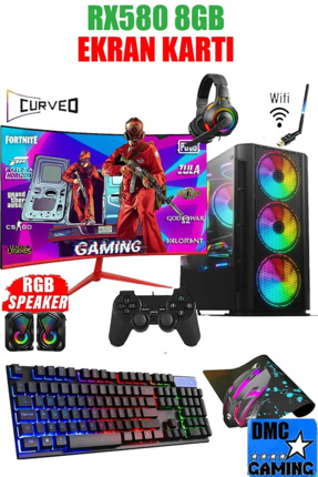 DMC N82x (PUBG,GTA 5) I5 3470,16gb,256gb Ssd,500gb Hdd,8gb Rx580,23,8 Curved ...