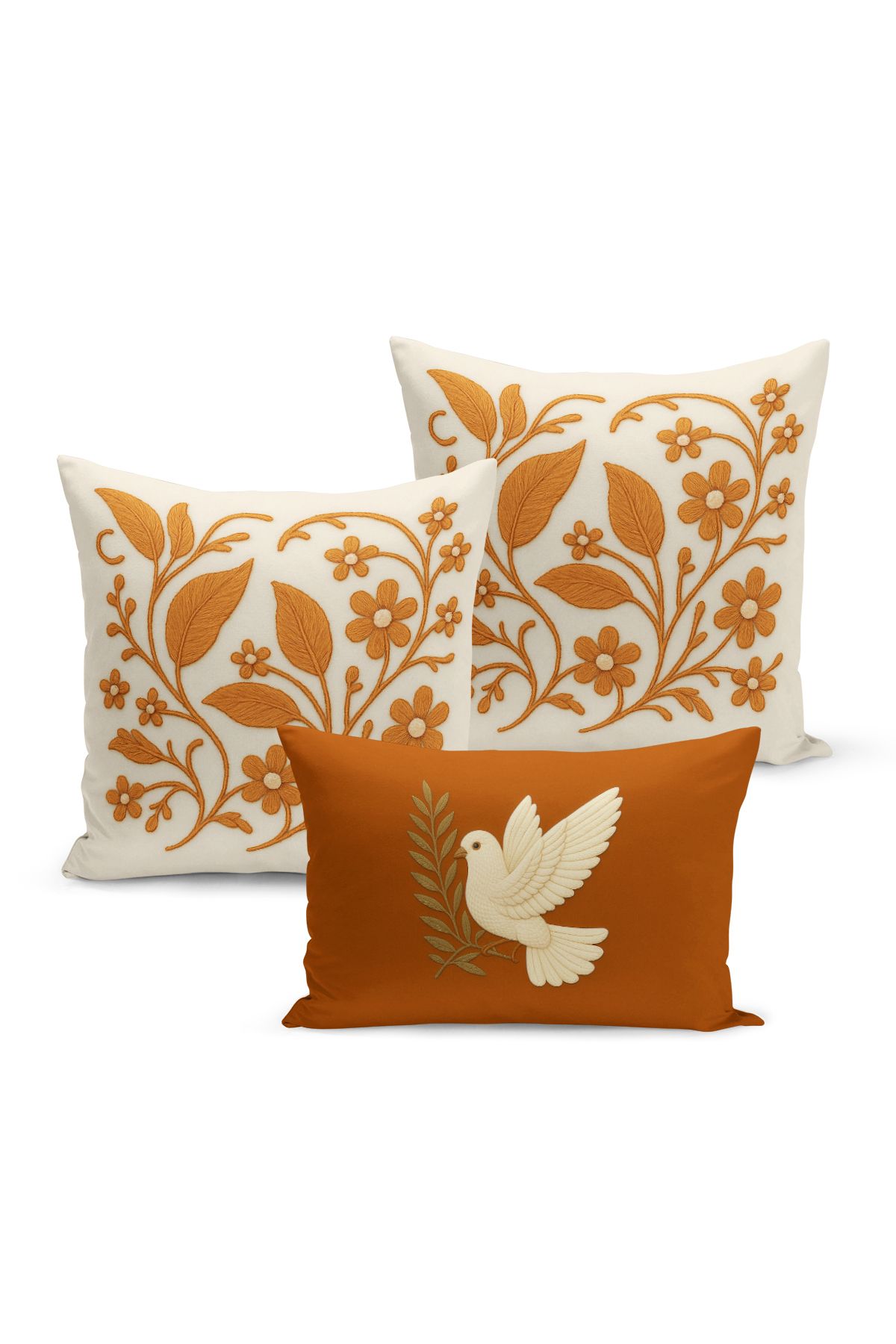 Bertille Home-Set de 3 huse de pernă cu imprimare digitală pe două părți (aspect de broderie cu model de puncție) 2