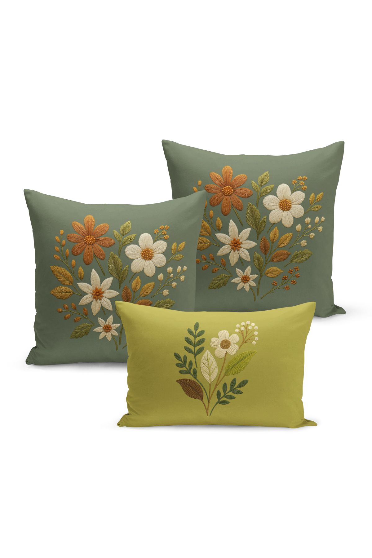 Bertille Home-Set de 3 huse de pernă cu imprimare digitală pe două părți (aspect de broderie cu model de puncție) 2