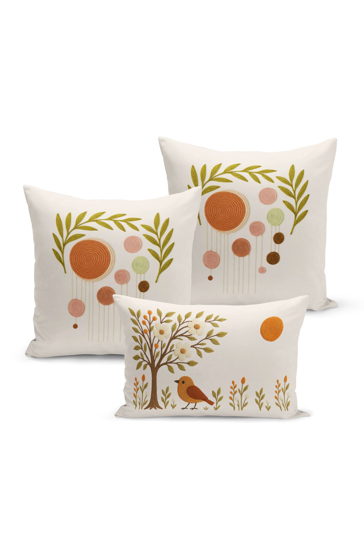 Bertille Home-Set de 3 huse de pernă cu imprimare digitală pe două părți (aspect de broderie cu model de puncție) 2