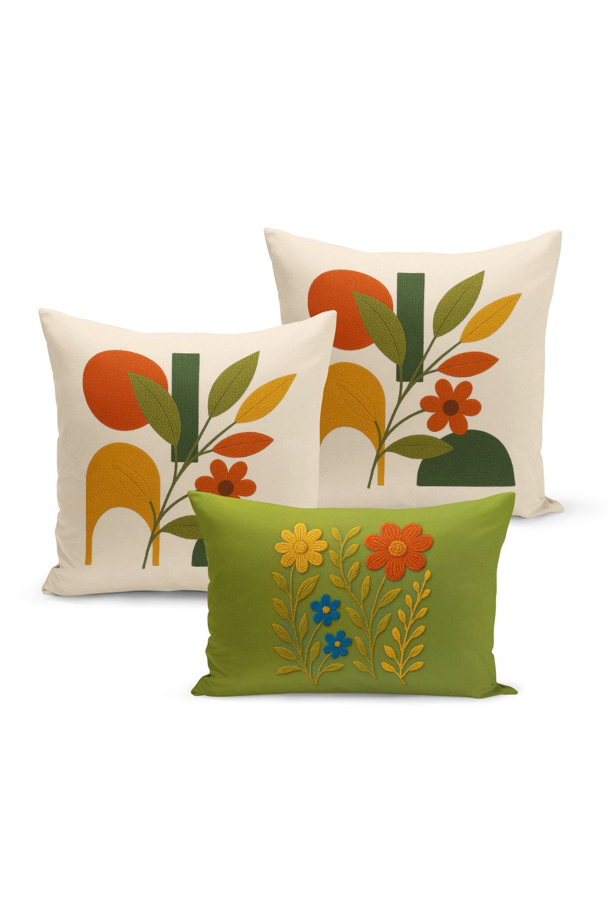 Bertille Home-Set de 3 huse de pernă cu imprimare digitală pe două părți (aspect de broderie cu model de puncție) 2