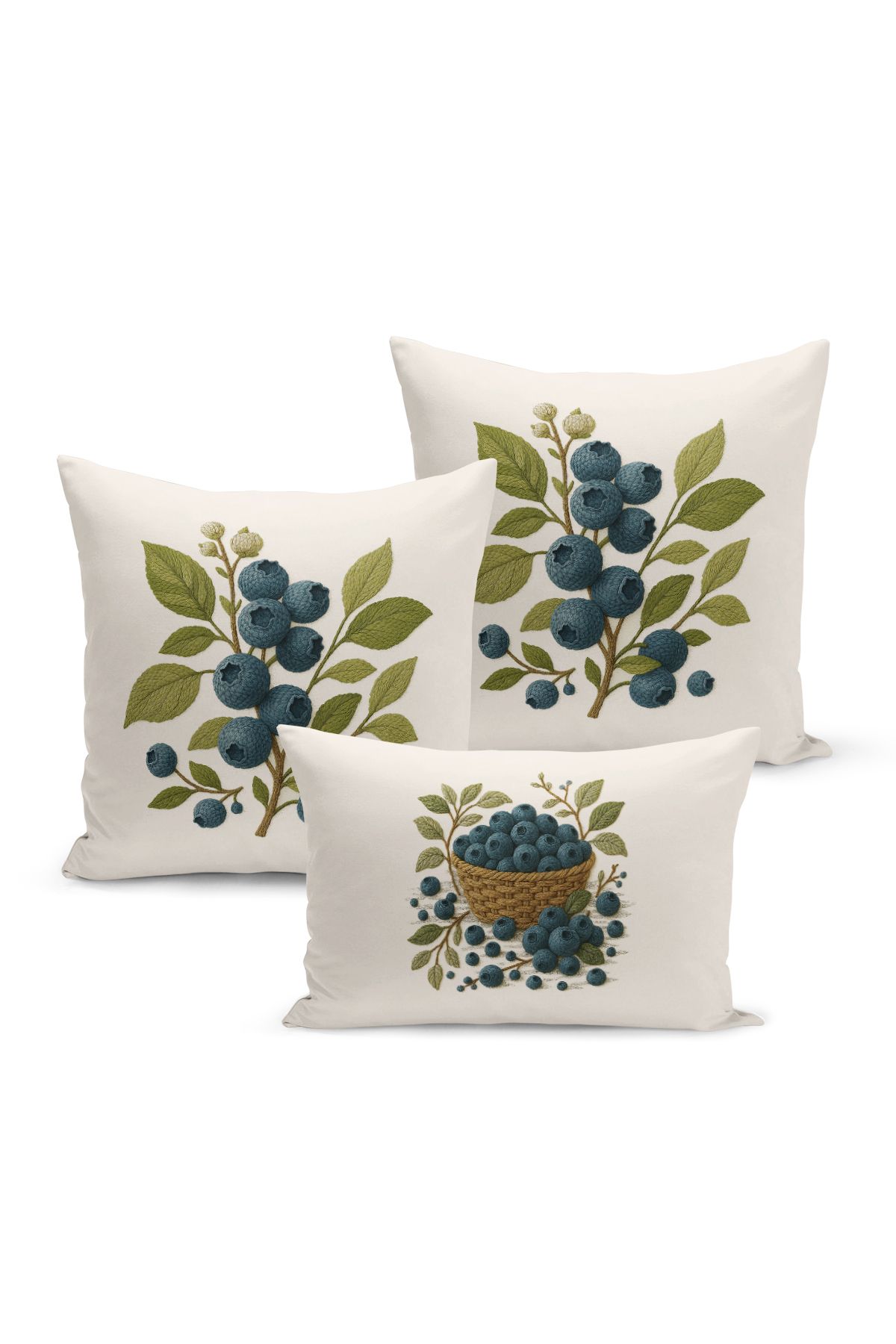 Bertille Home-Set de 3 huse de pernă cu imprimare digitală pe două părți (aspect de broderie cu model de puncție) 2