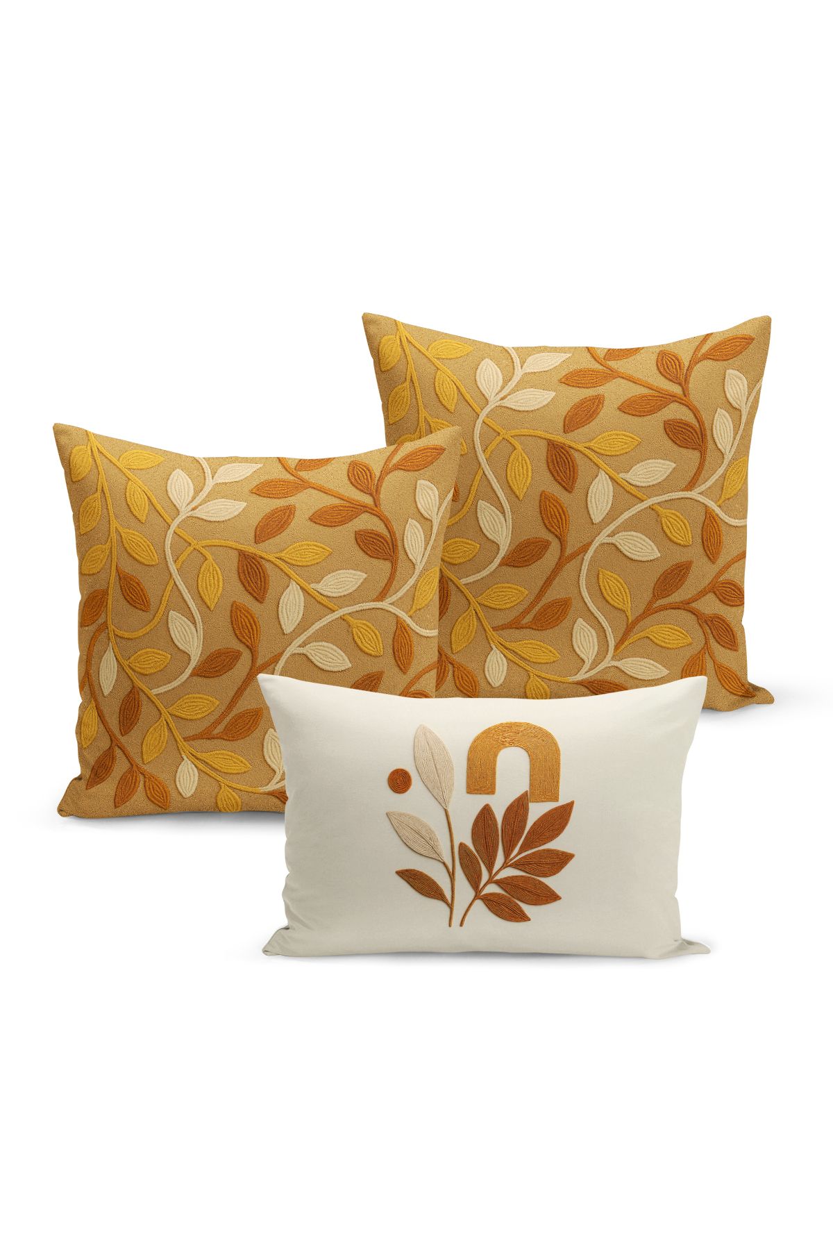 Bertille Home-Set de 3 huse de pernă cu imprimare digitală pe două părți (aspect de broderie cu model de puncție) 2