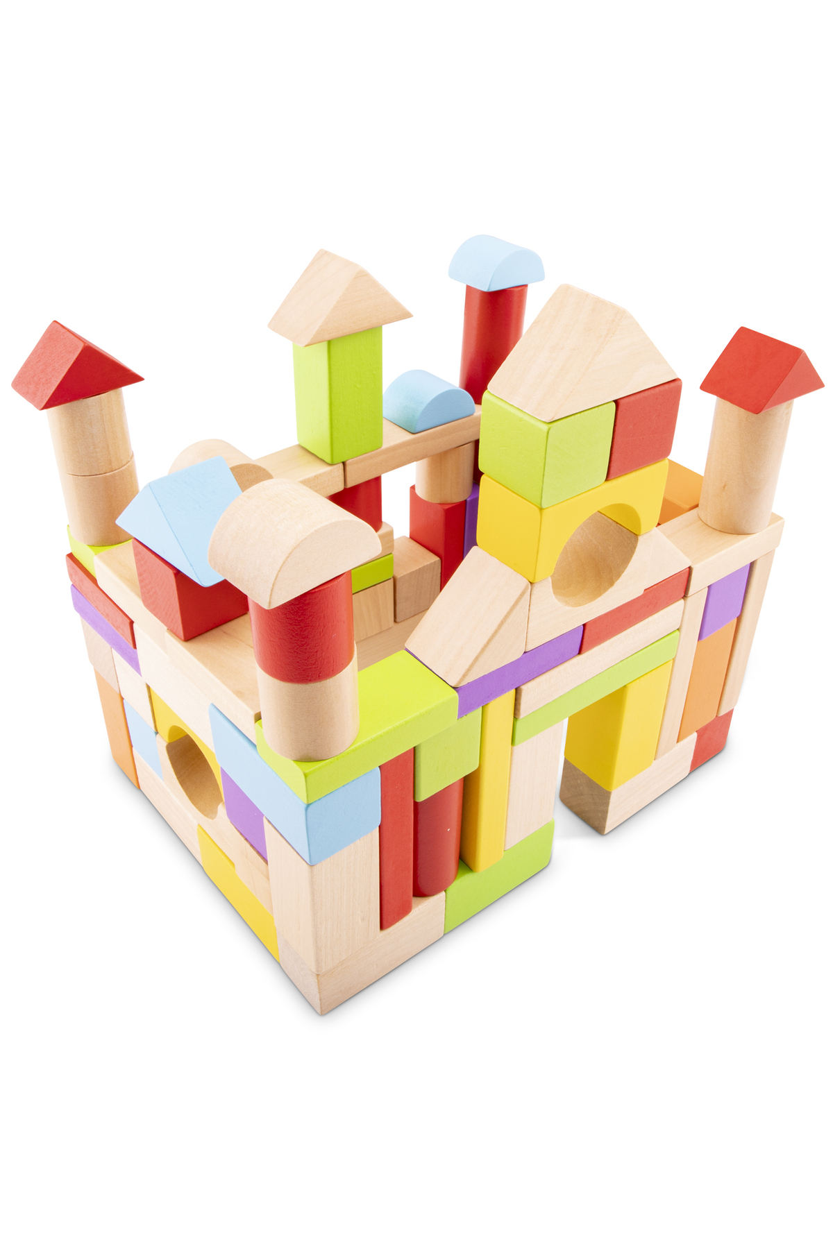 ۱۰۸۱۲ بلوک چوبی ۱۰۰ تکه در بشکه، اسباببازی آموزشی درک حسی برای پیشدبستانی