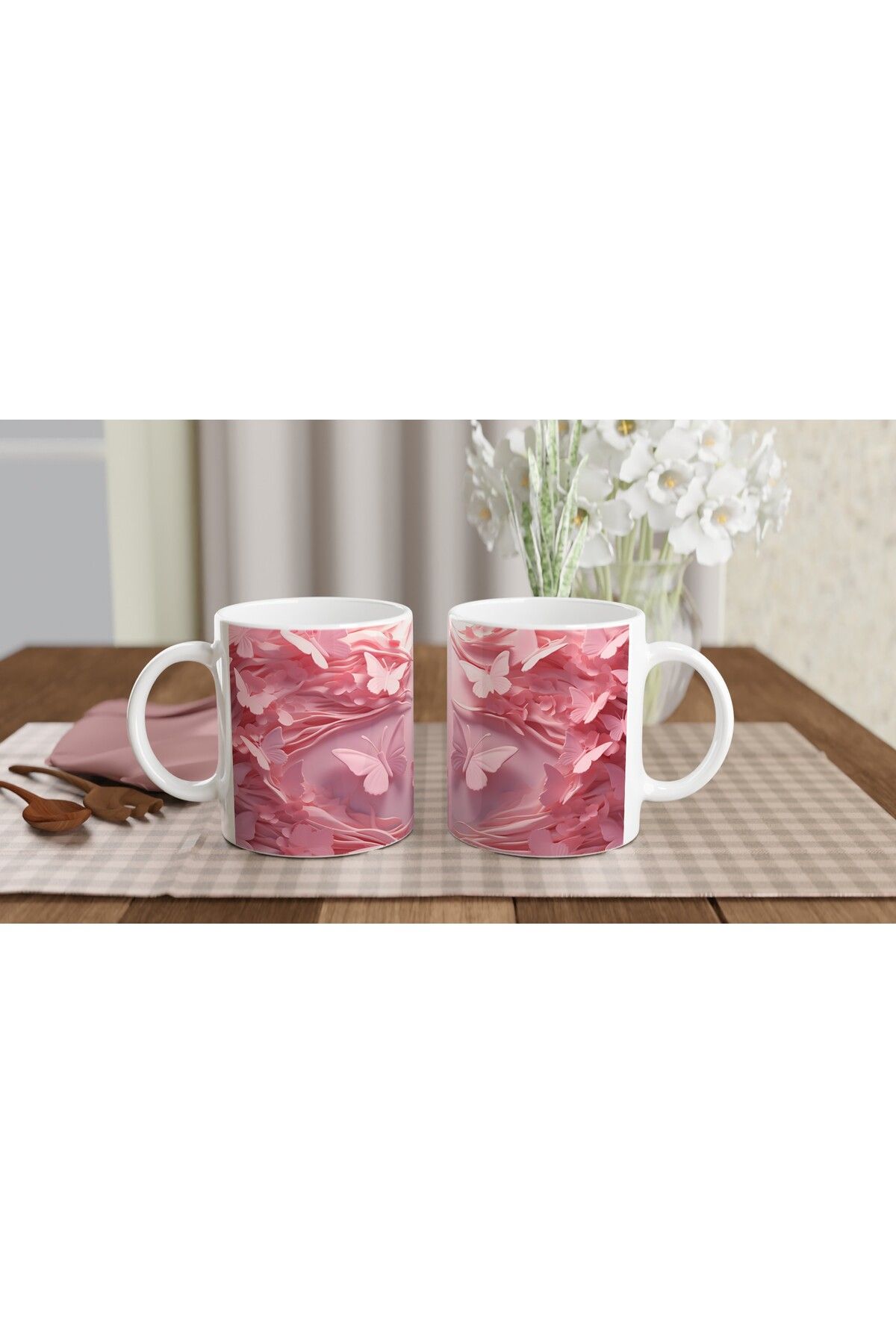 Luluyen-Pink Dreams Butterfly Themed Printed Mug 5
