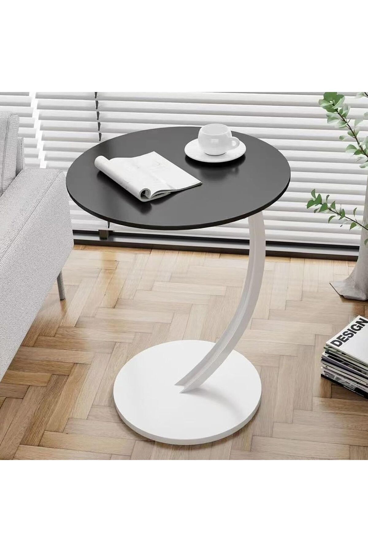 Türkiye-C Shaped End Table, Coffee Table, Round Side Table, Couch Table, Snack Side Table, for Small S 1