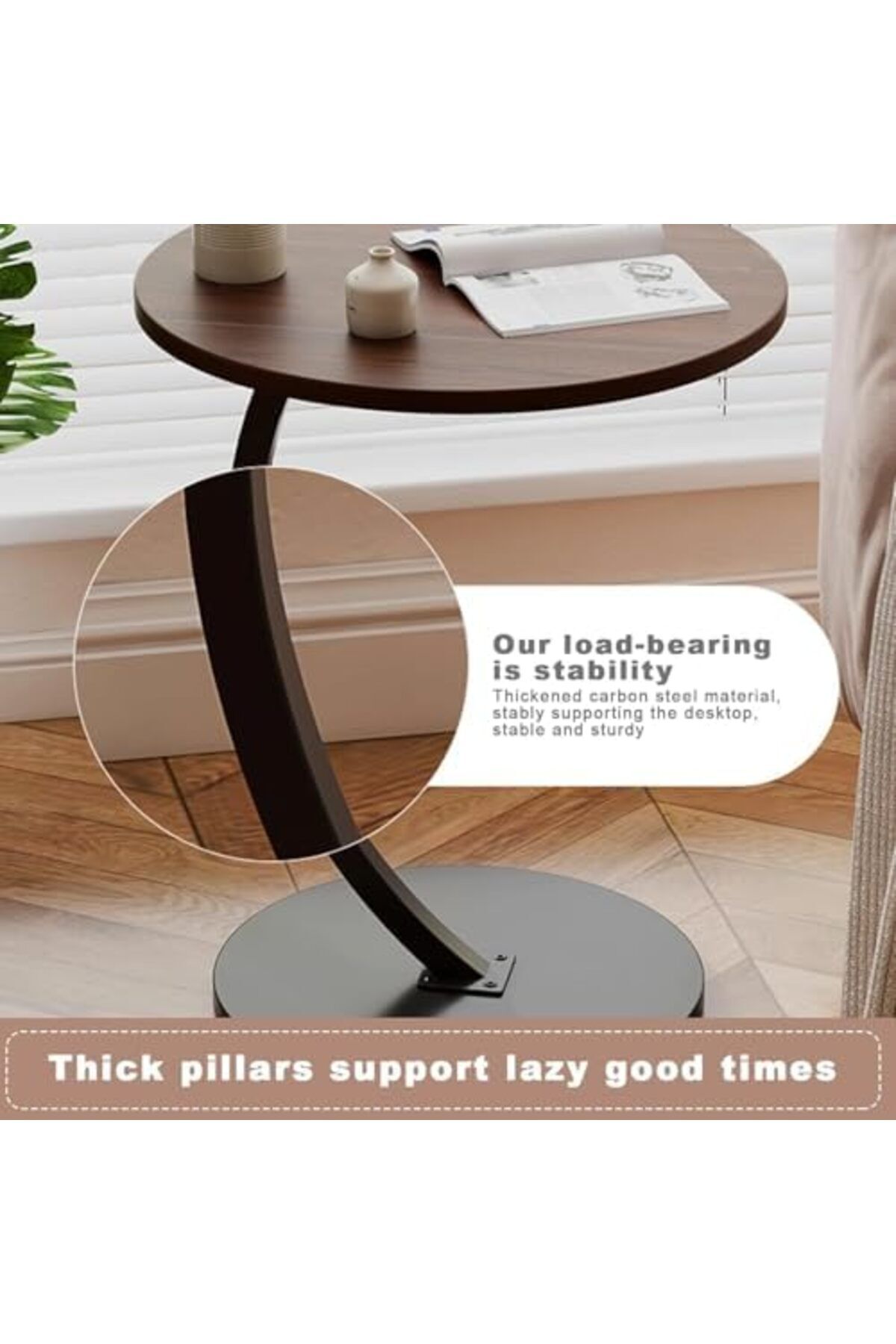 Türkiye-Sofa Side Table, Bedside End Table, C Shaped End Table, Laptop Coffee and Snack Side Table 9