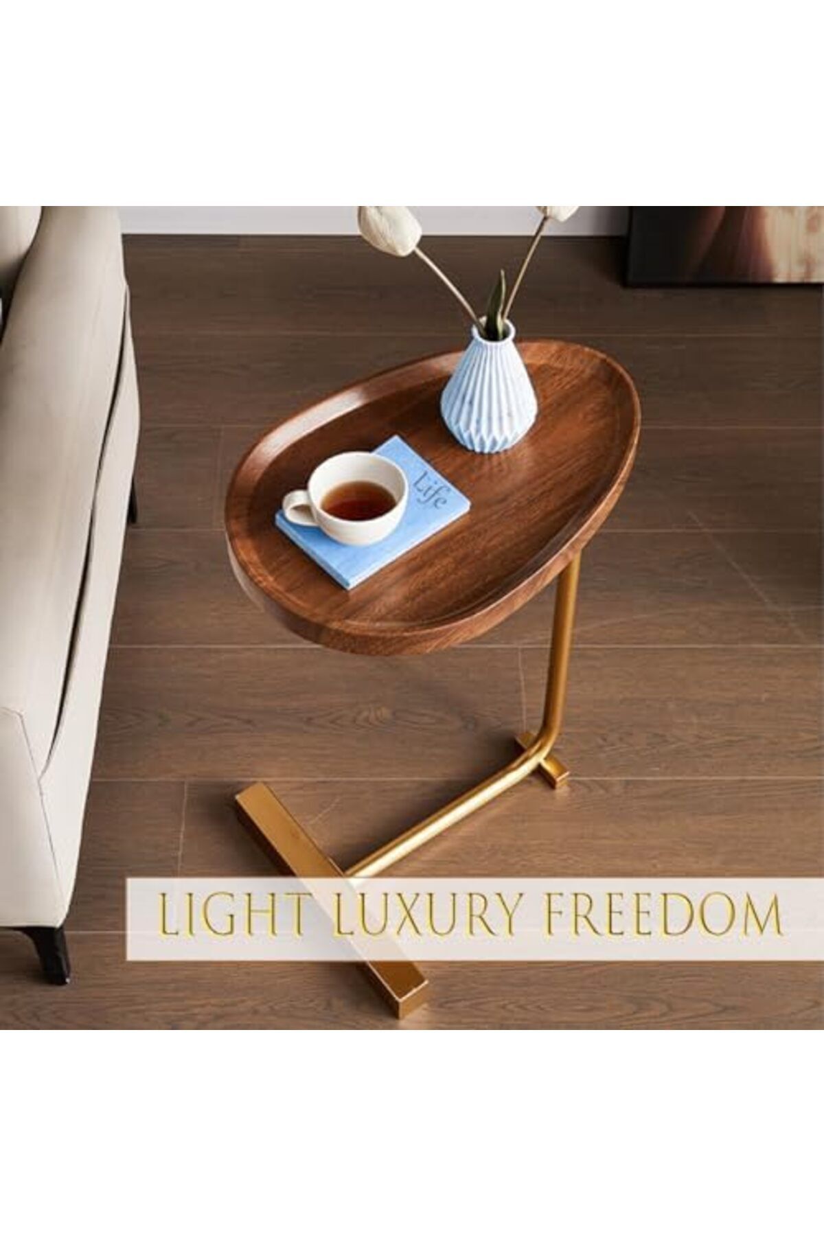 Türkiye-Oval c Side Table, C Shaped Side Table, Small Side Table, Couch Tables That Slide Under, 3