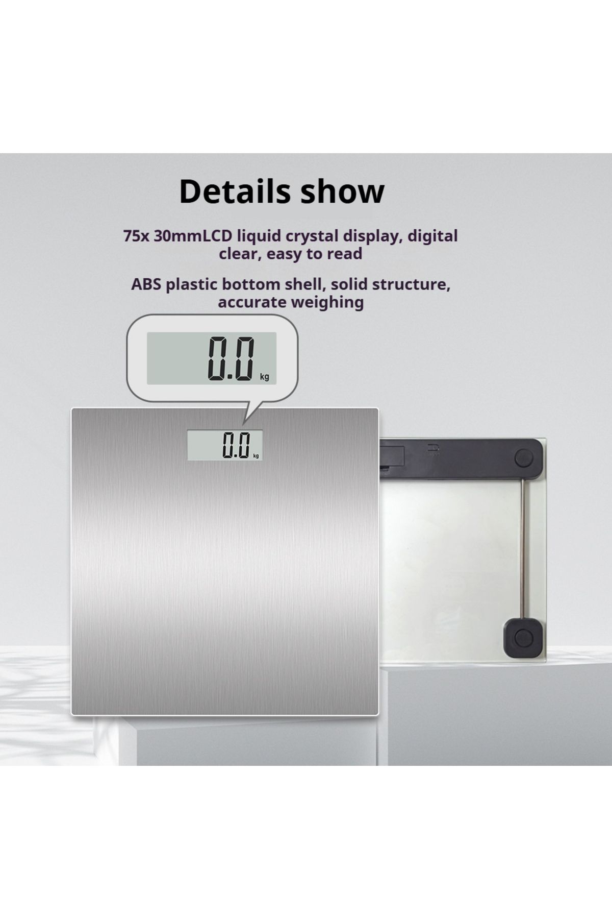 Lumely-Electronic Digital Weighing Scale, with LCD Display,180Kg Capacity, Sturdy, High-Precision, Grey 4