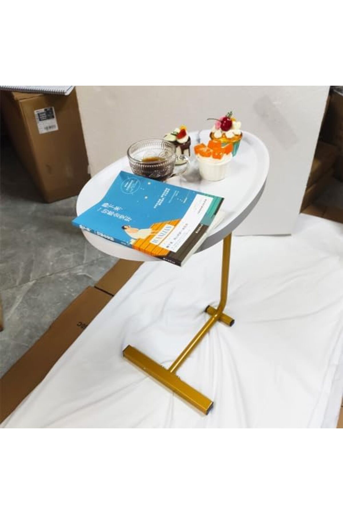 Türkiye-Oval C Side Table, C Shaped Side Table, Small Side Table, Couch Tables That Slide Under, 5