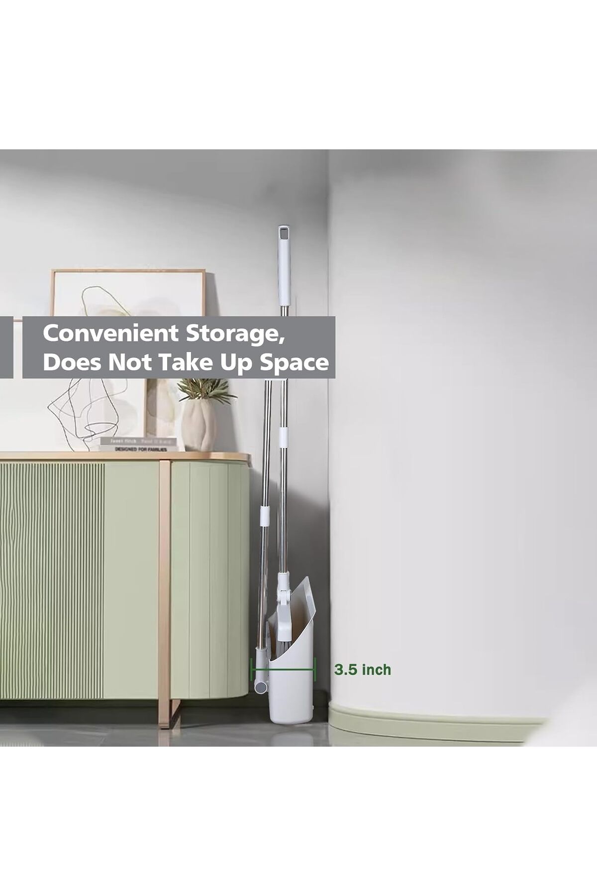 Cozy Nest-مجموعة مكنسة ومجرفة دوارة 180 درجة بمقبض طويل قابل للتعديل مع فرشاتين ناعمتين للغاية 7