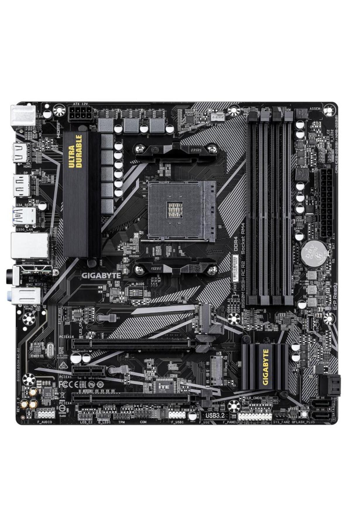 Gigabyte-Placa de Baza B550M DS3H AC R2 AM4, 4x DDR4, 1x DP 1x HDMI, 1x PCIE 4.0 x16 1x PCIE 3. 3