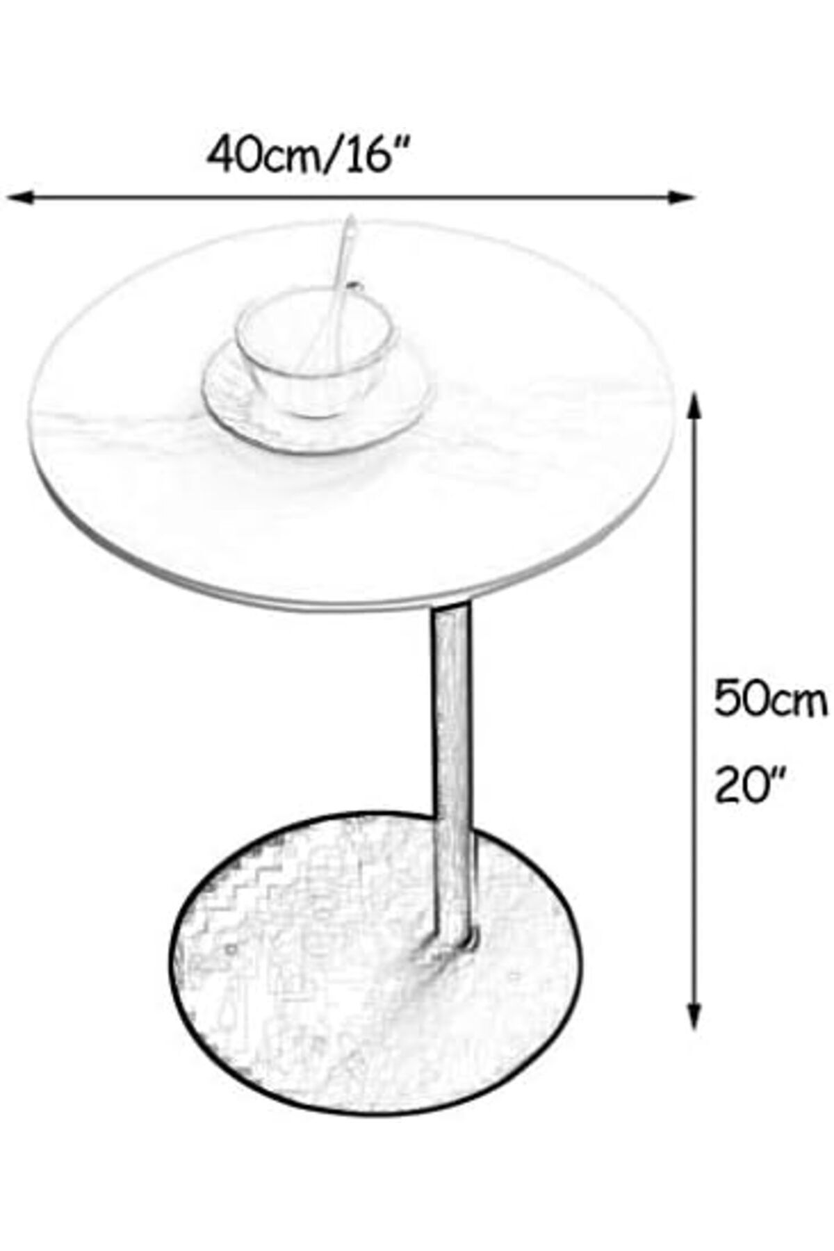 Türkiye-Side Tables, Round Side Tables, Coffee Table, Metal Small Sofa Table with Metal Base, Bedside Table, 6