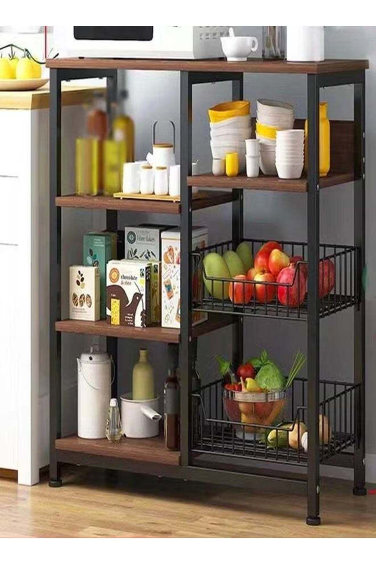 AGD-Multi Functional and Layered Kitchen Storage Rack with Metal Frame and Microwave Oven Holder 1