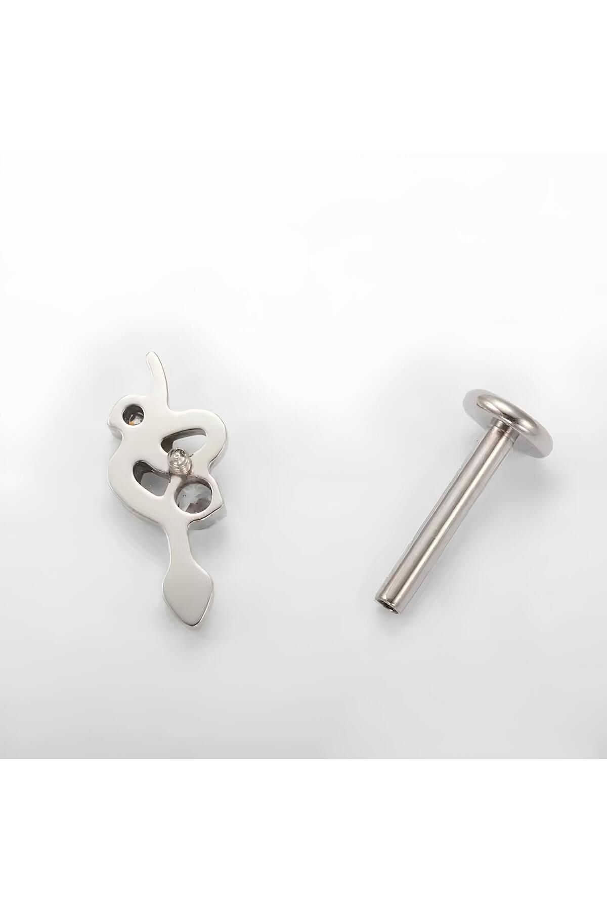 Janset-F136 Titanium Zircon Stone Snake Model Tragus Piercing - Helix, Lobe 2