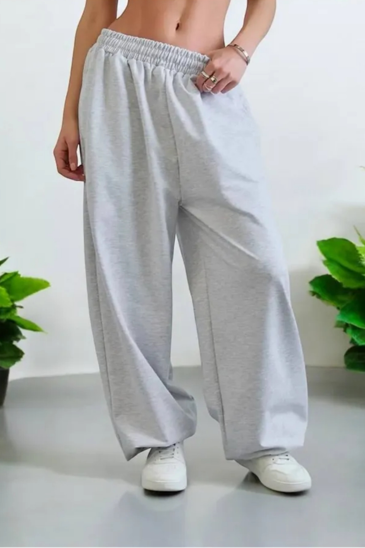 vladivosto Büyük Beden Bol Kalıp Ekstra Uzun Oversize Eşofman Altı Battal Pijama Siyah Gri görsel 5