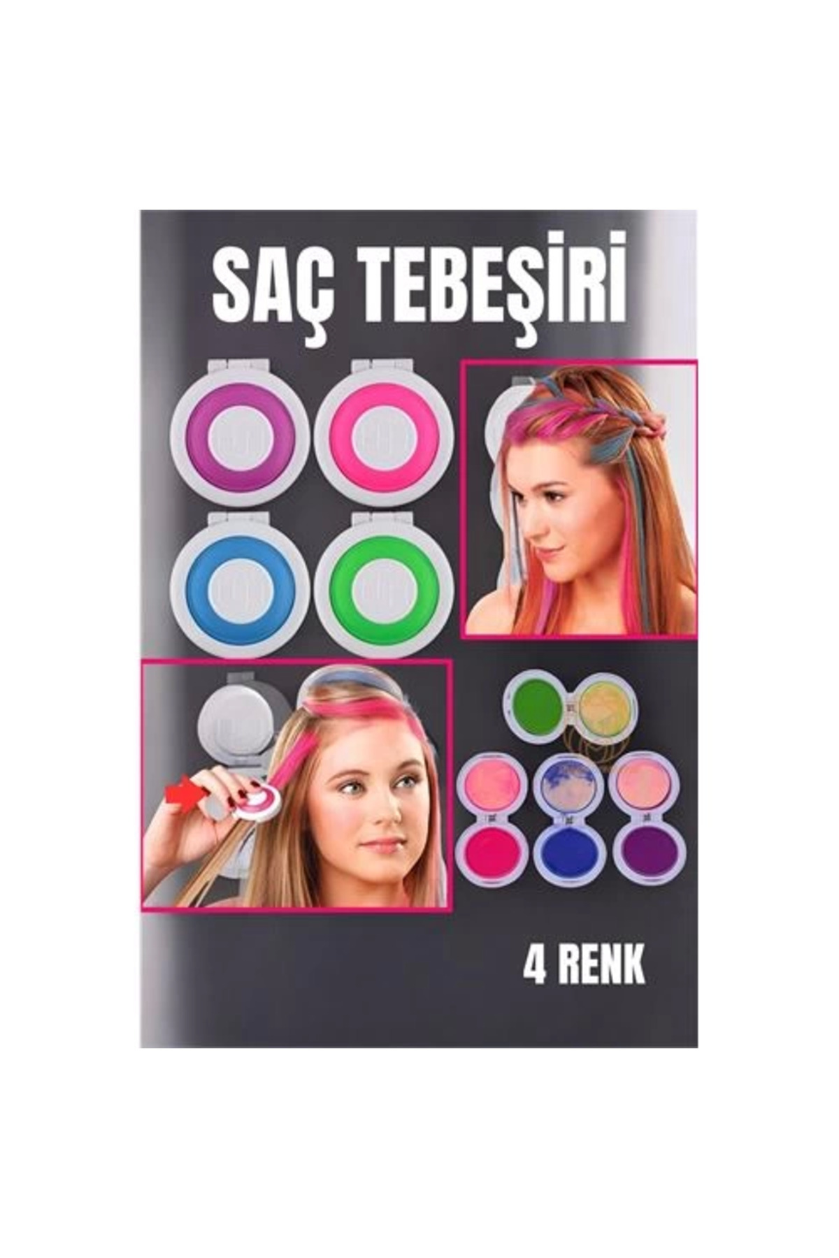 PAZAR DÜNYASI BFS 4 Renk Geçici Saç Tebeşir Seti