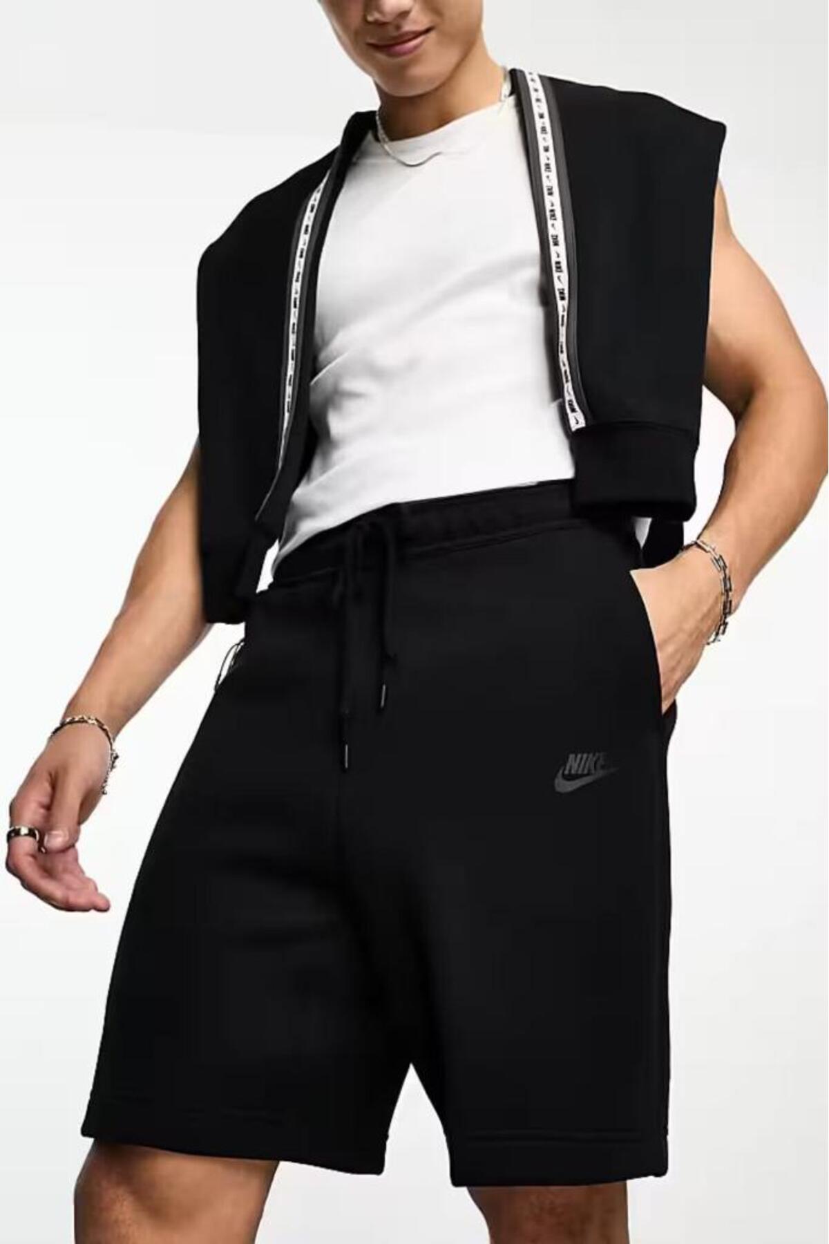 شلوارک مردانه مشکی Tech Fleece اسپرت نایکی شورت ورزشی Nike
